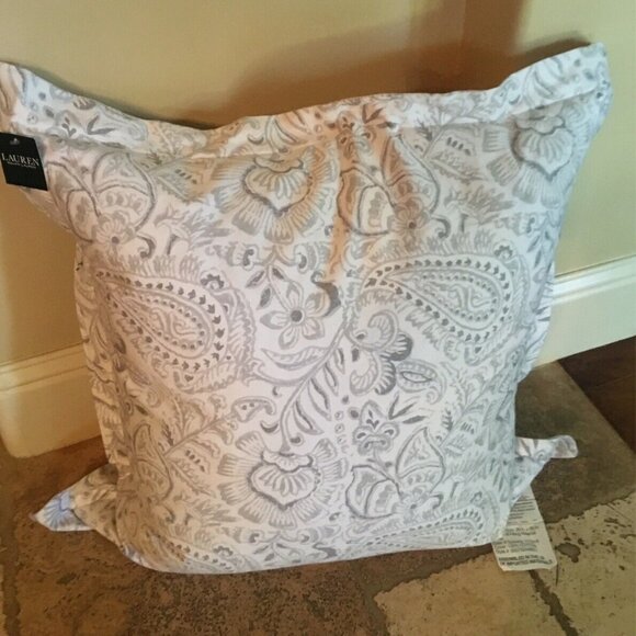 Lauren Ralph Lauren Gray Paisley Floral Euro Decorative Pillow